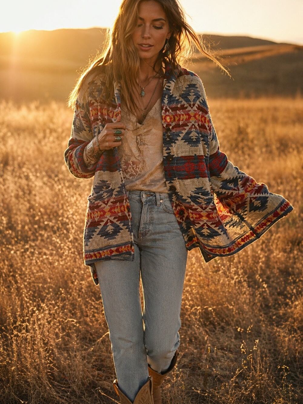 Denim & Supply Ralph Lauren Knit Aztec Southwestern Cardigan Sweater XS Western